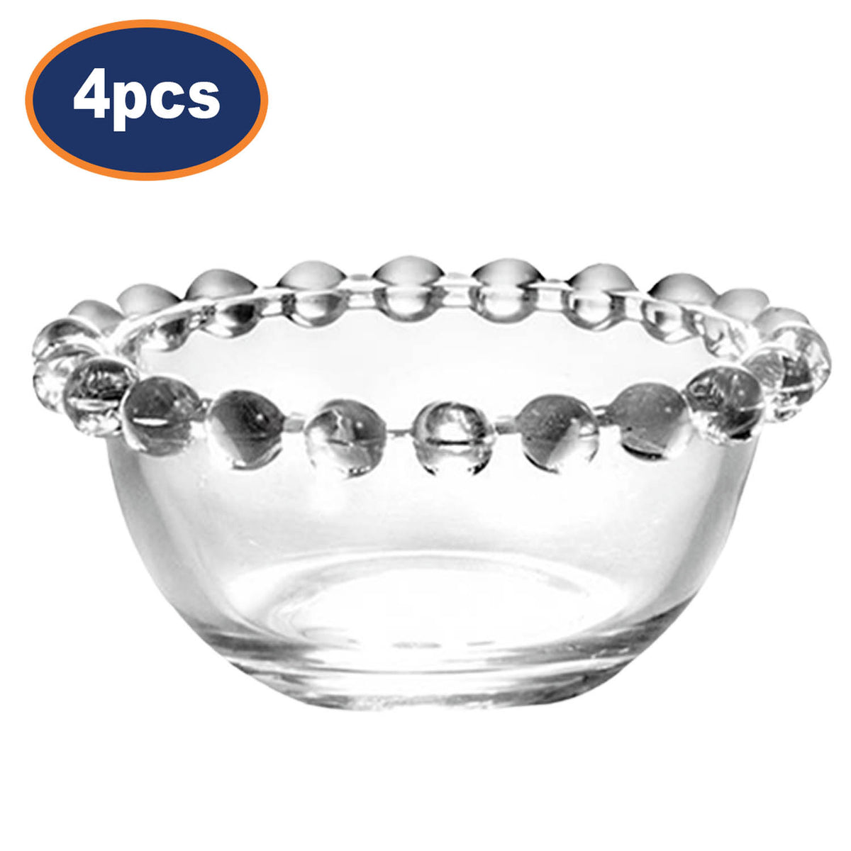 4Pcs Clear Soda Lime Glass Dip Bowl Set
