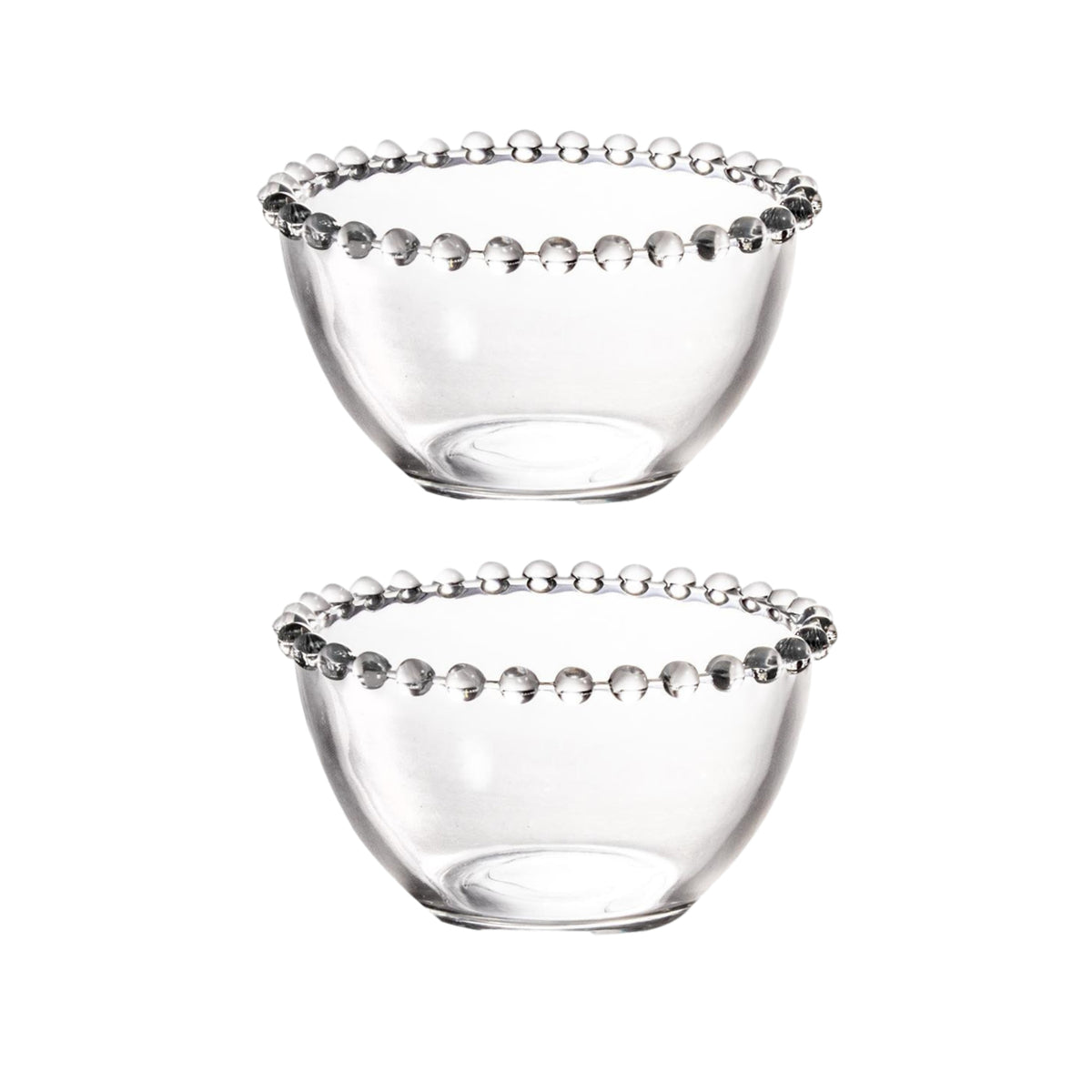 2Pcs 12cm Soda Lime Glass Bubble Rim Small Clear Bowl Set