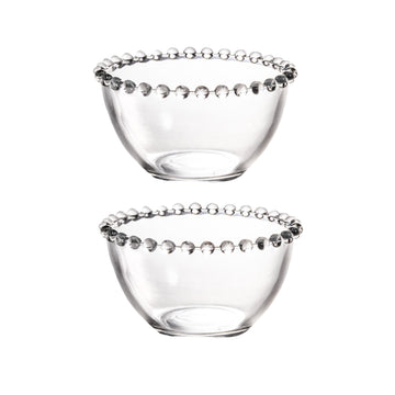2Pcs 12cm Soda Lime Glass Bubble Rim Small Clear Bowl Set