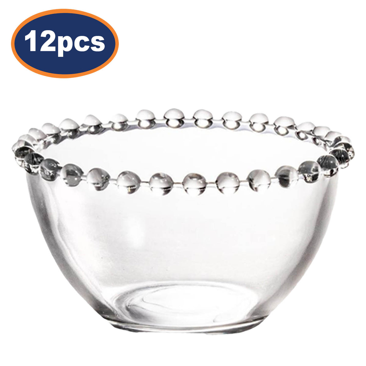 12Pcs 12cm Soda Lime Glass Bubble Rim Small Clear Bowl Set