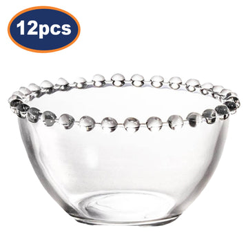 12Pcs 12cm Soda Lime Glass Bubble Rim Small Clear Bowl Set