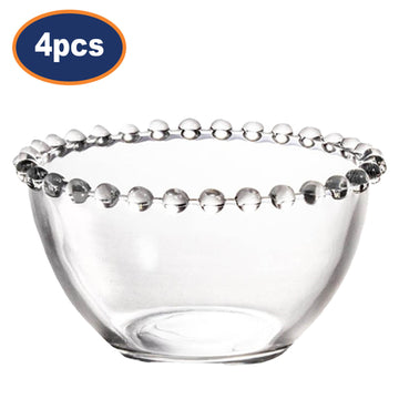 4Pcs 12cm Soda Lime Glass Bubble Rim Small Clear Bowl Set