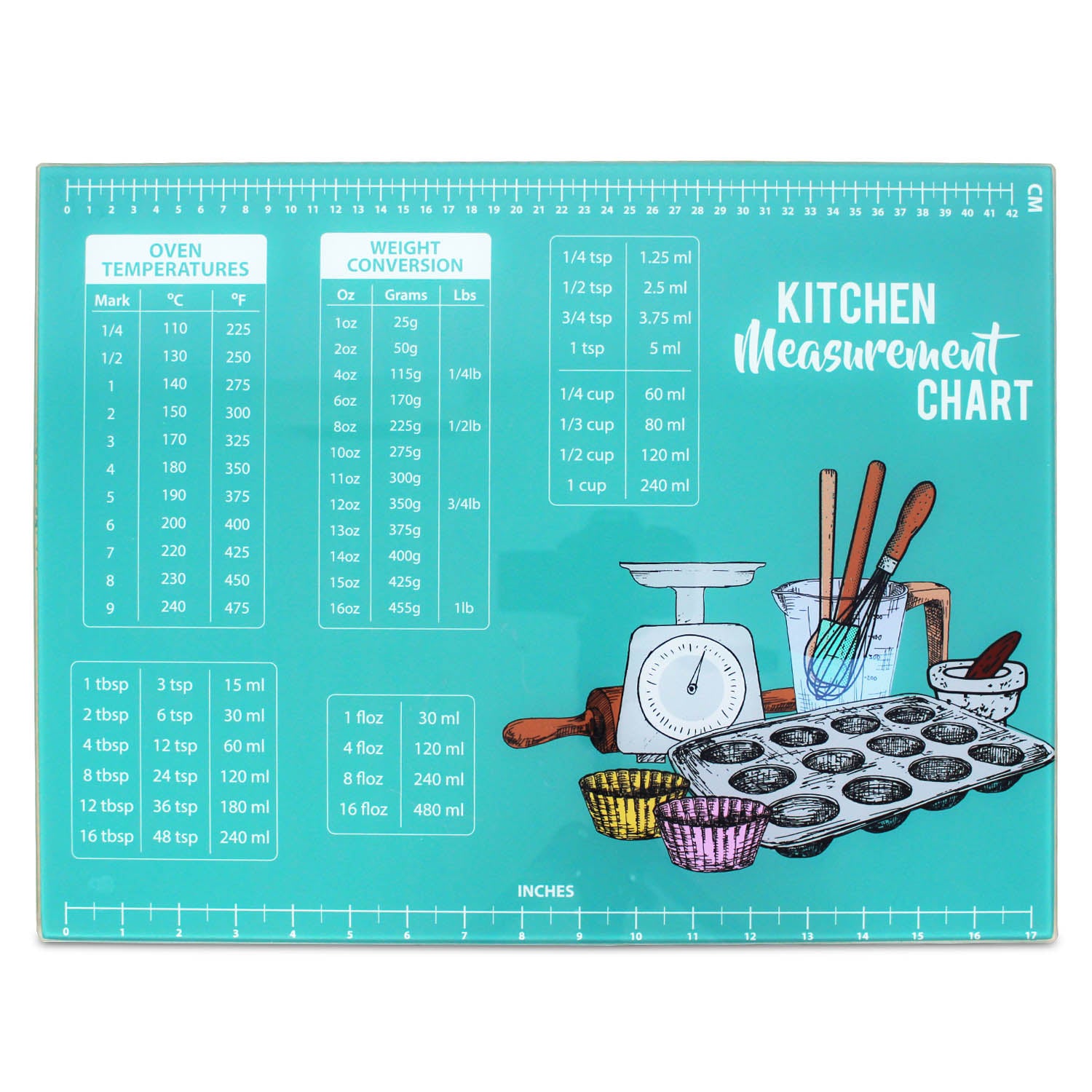 45x35cm Green Glass Worktop Pastry Board