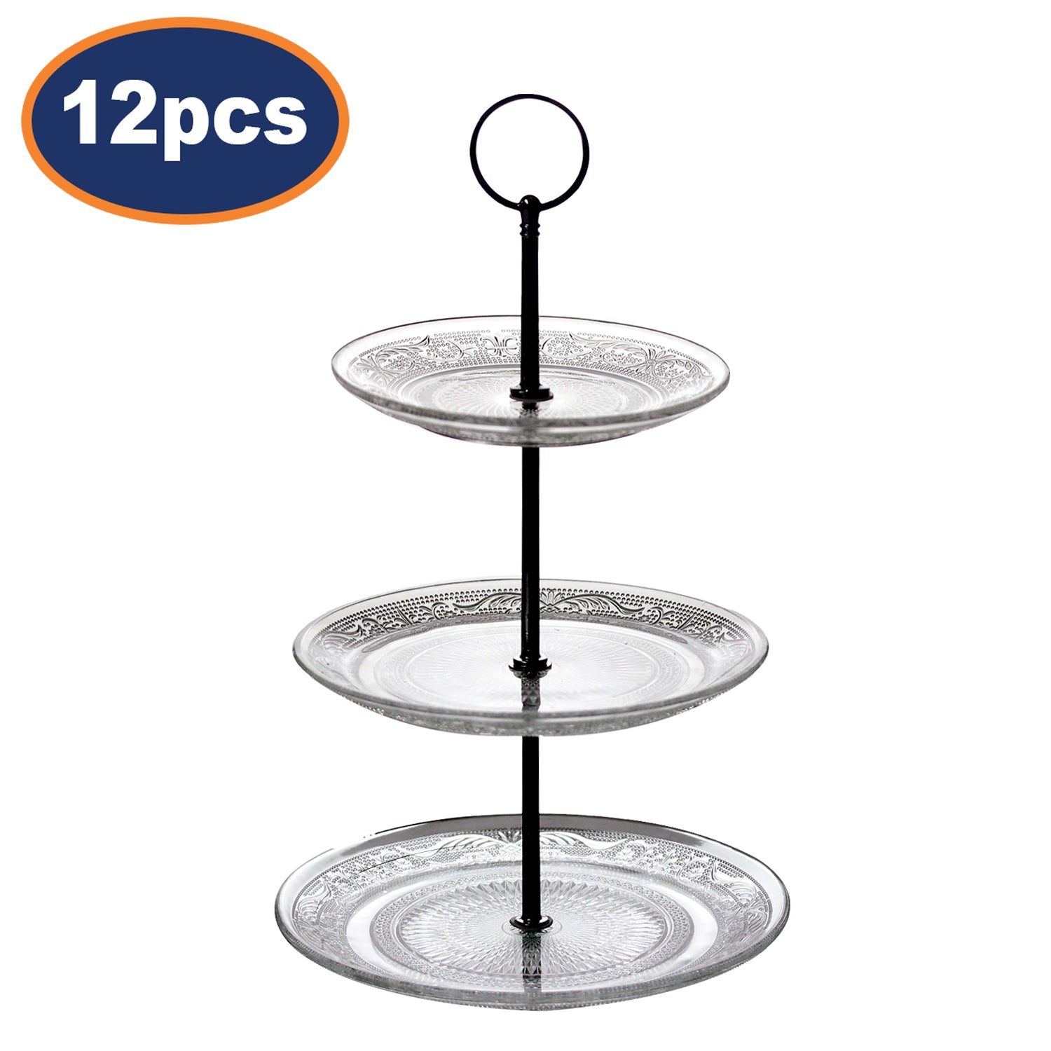 12Pcs 3 Tier Cake Stand - Glass