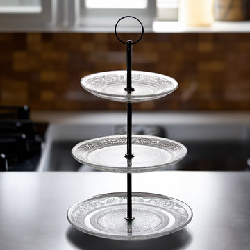 6Pcs 3 Tier Cake Stand - Glass