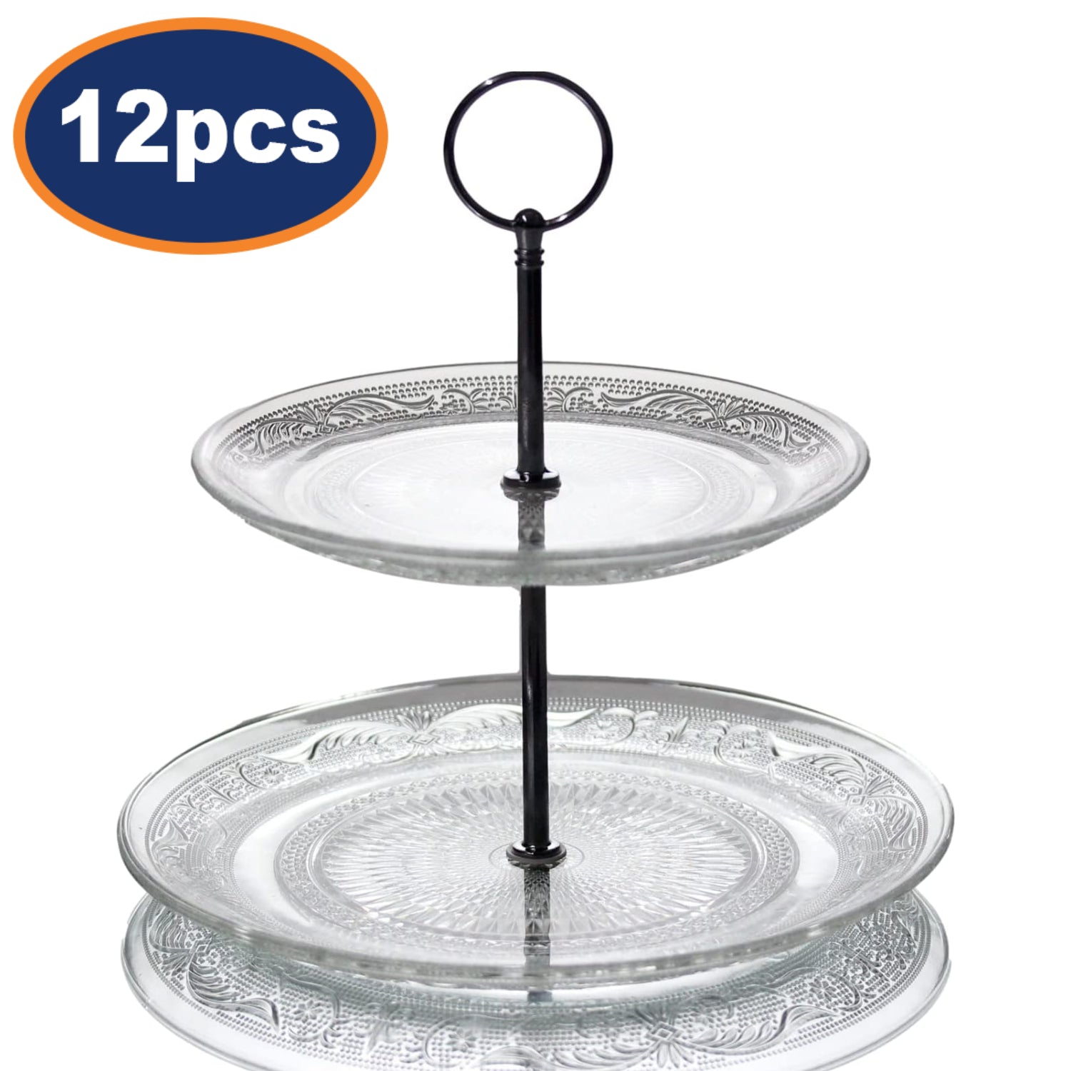 12Pcs 2 Tier Clear Glass Cake Stands