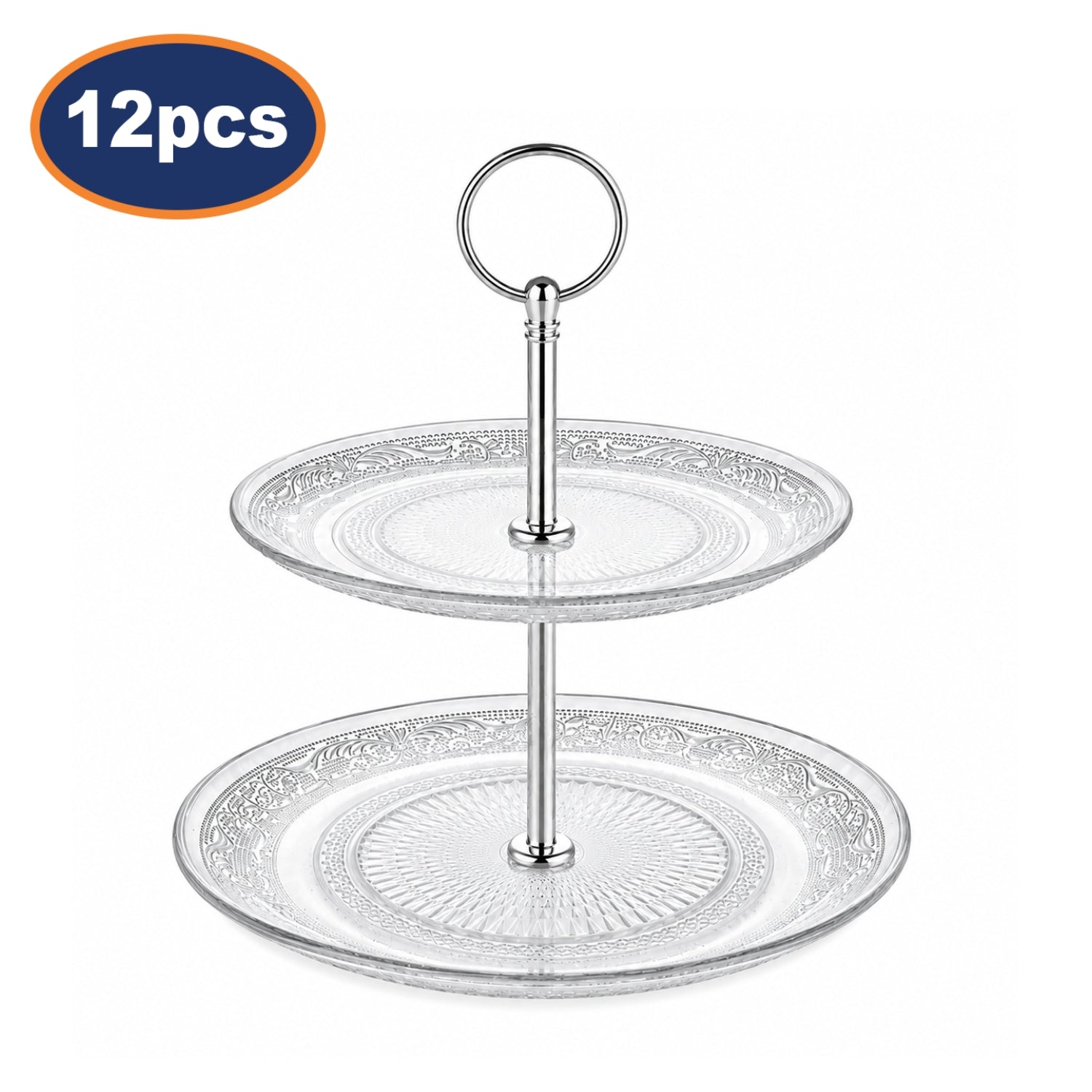 12Pcs 2 Tier Clear Glass Cake Stands
