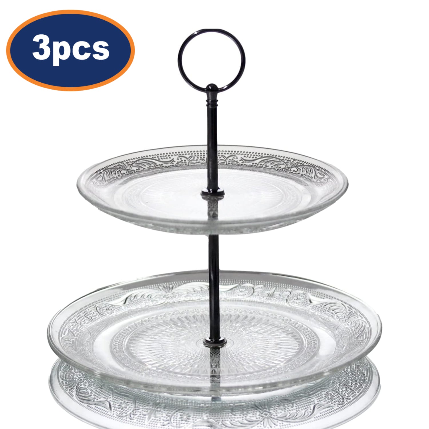 3Pcs 2 Tier Clear Glass Cake Stands