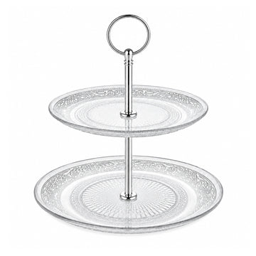 2 Tier Clear Glass Cake Stand