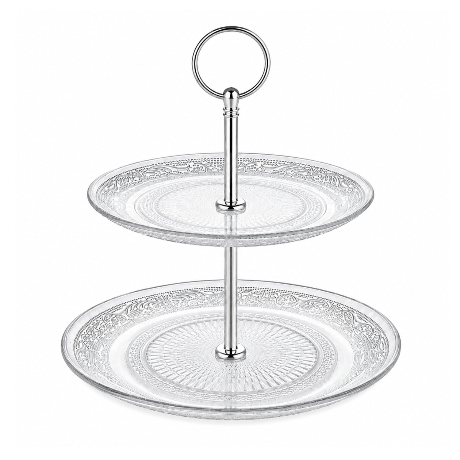 2 Tier Clear Glass Cake Stand