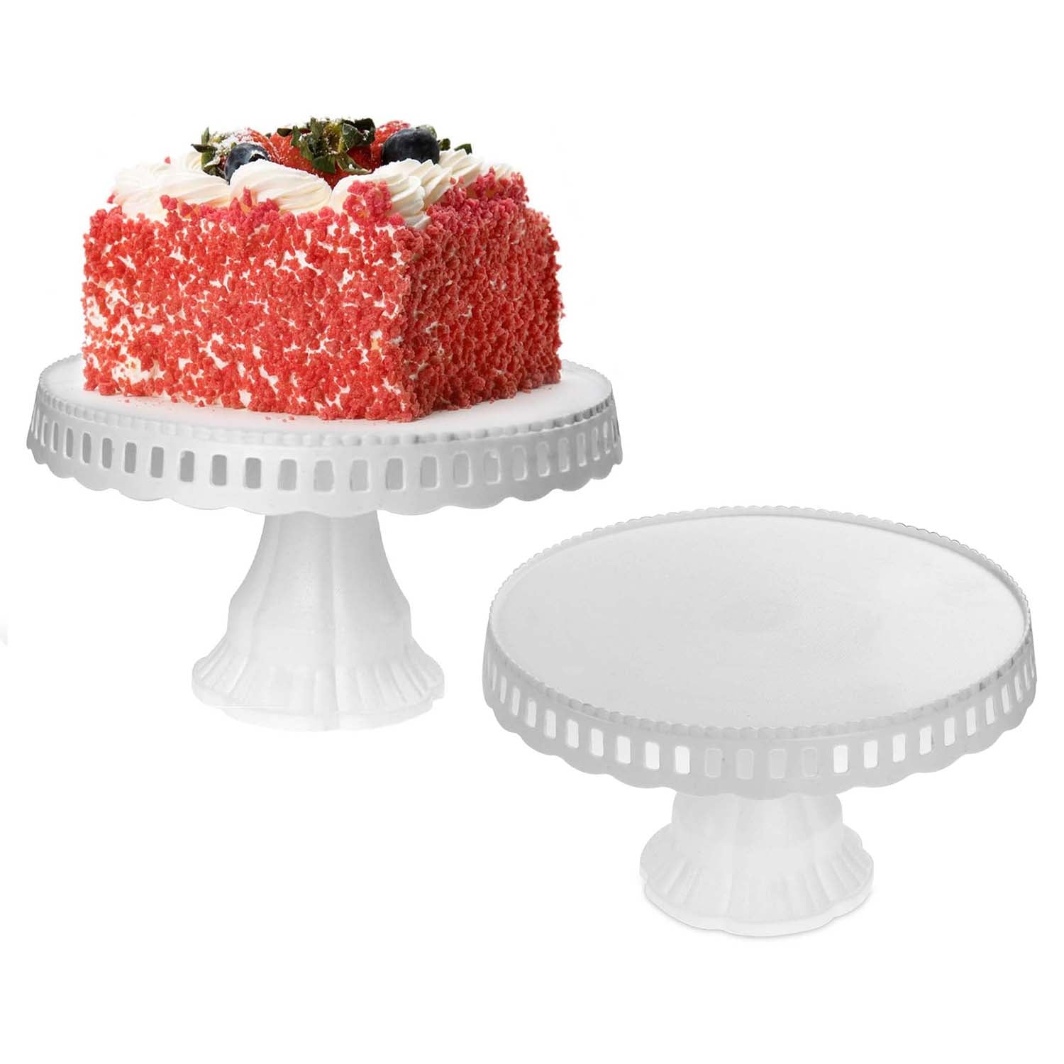 White Plastic Traditional Cake Plate Display Stand