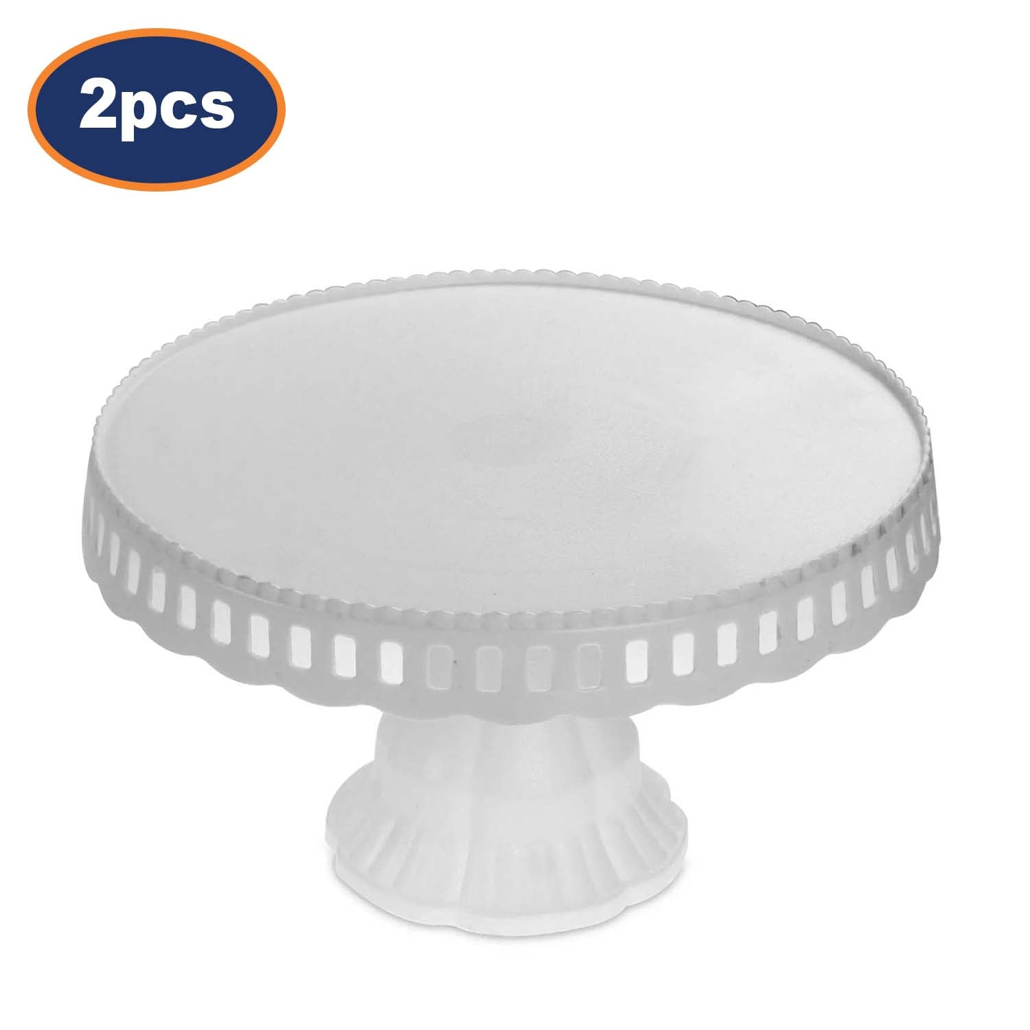 2Pcs White Plastic Traditional Cake Plate Display Stand