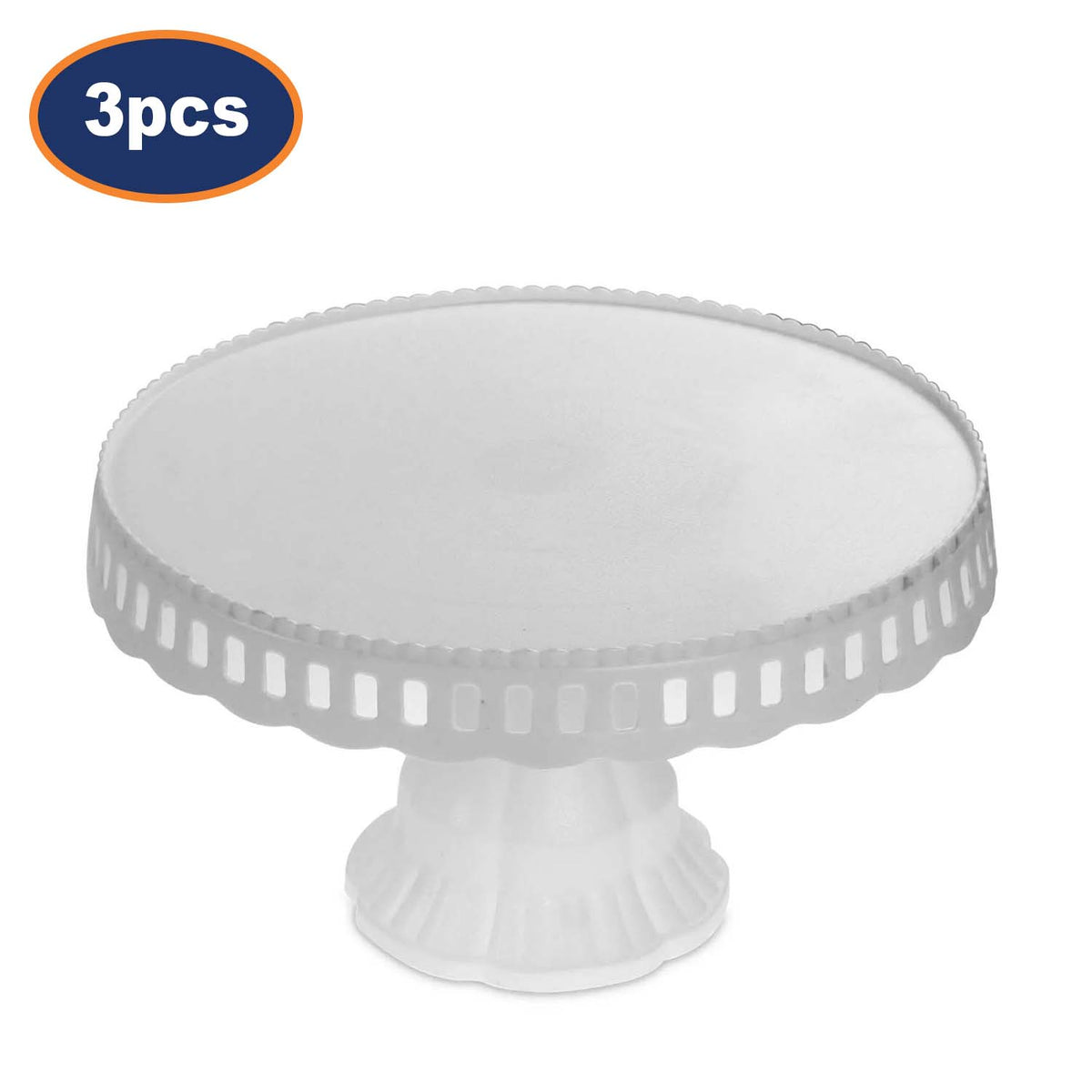 3Pcs White Plastic Traditional Cake Plate Display Stand