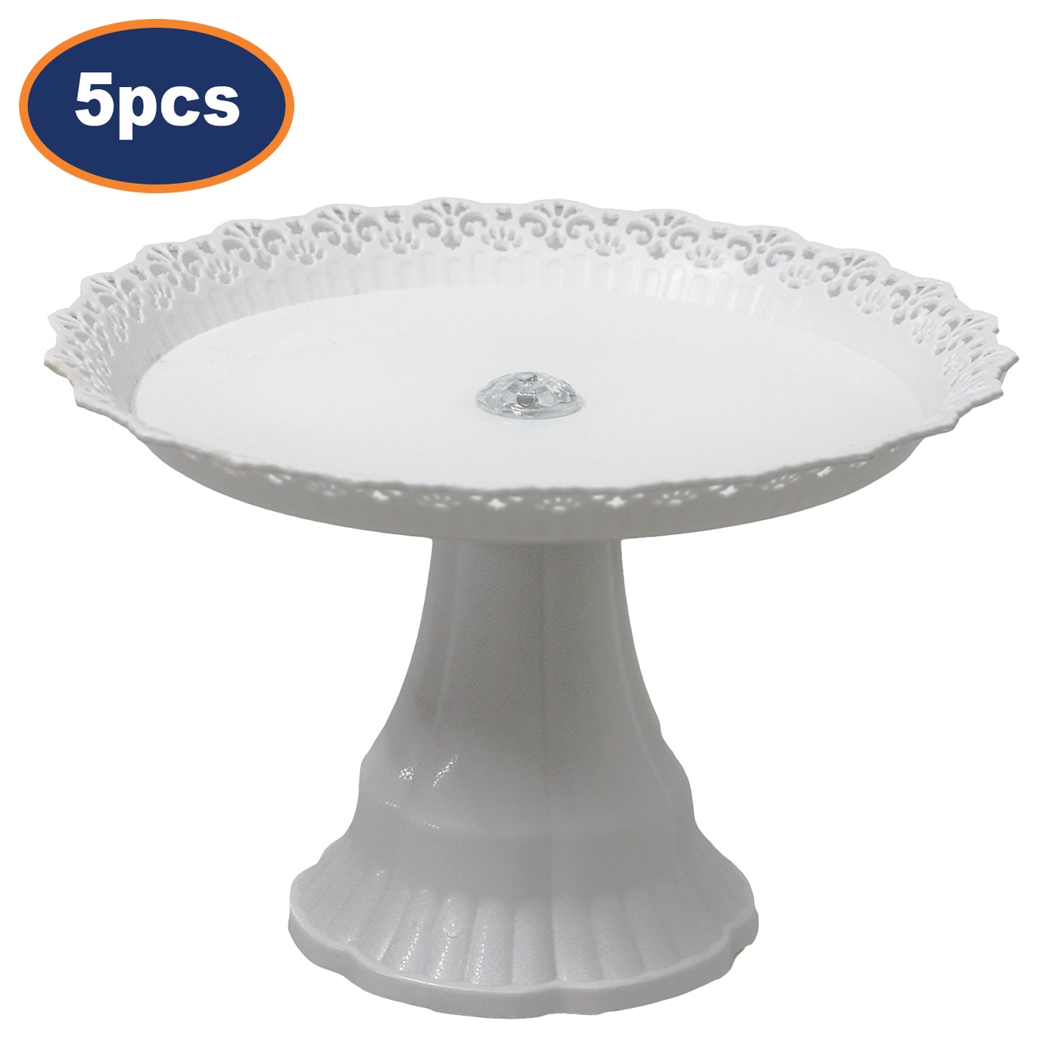 5Pcs White Plastic Traditional Desserts Cake Stand