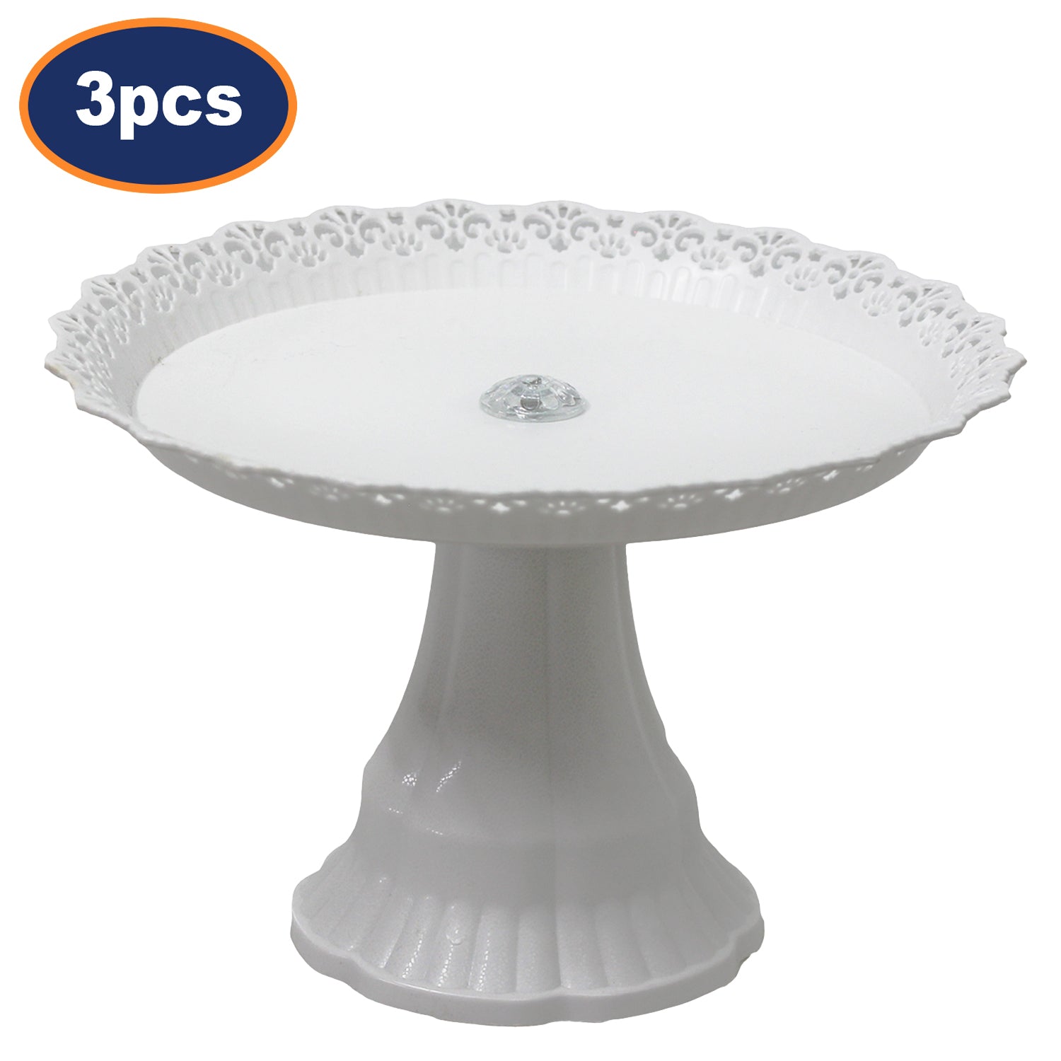 3Pcs White Plastic Traditional Desserts Cake Stand