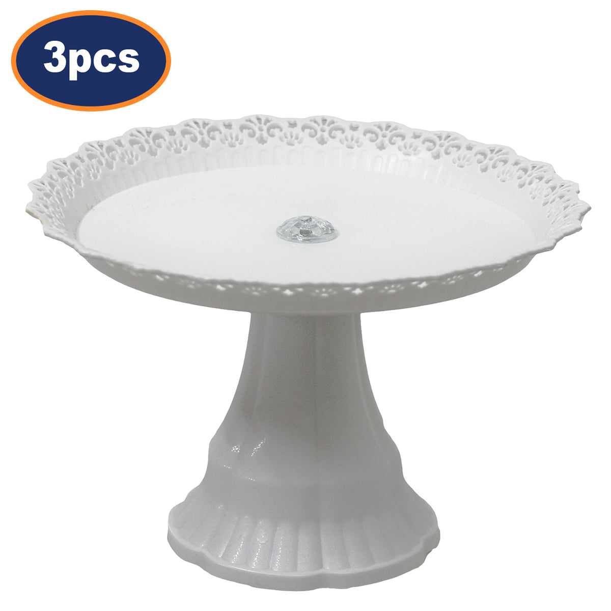 3Pcs White Plastic Traditional Desserts Cake Stand