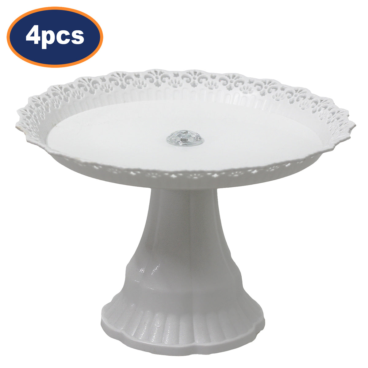 4Pcs White Plastic Traditional Desserts Cake Stand
