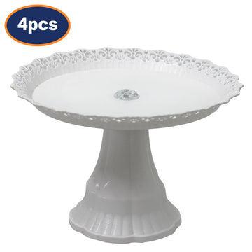 4Pcs White Plastic Traditional Desserts Cake Stand