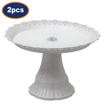 2Pcs White Plastic Traditional Desserts Cake Stand