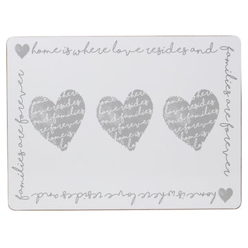 4Pcs Grey Hearts Placemats