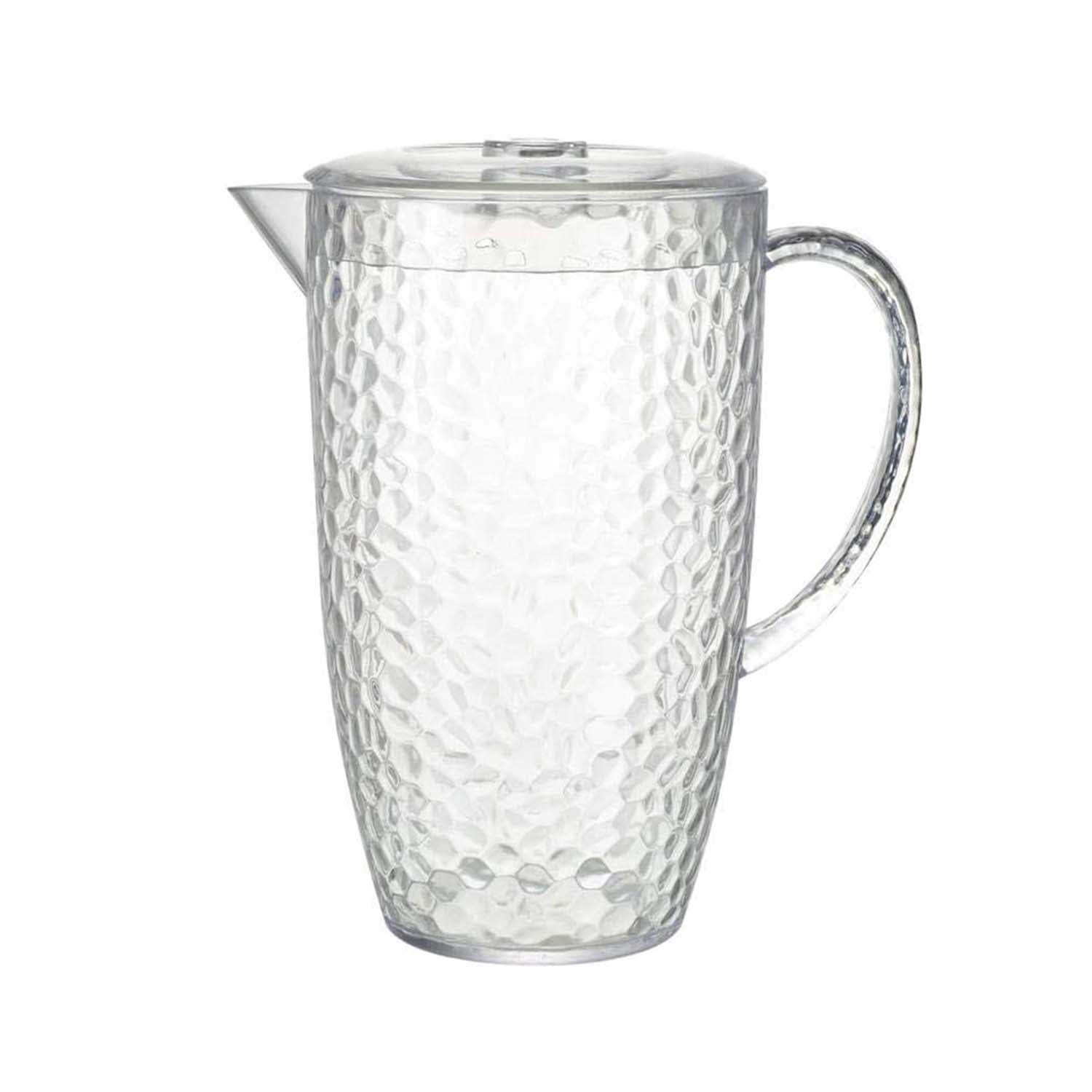 2L Clear Reusable Dimple Design Plastic Pitcher With Lid