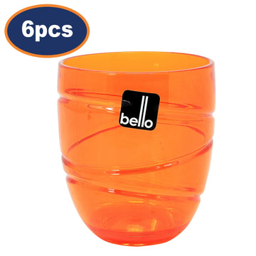 6Pcs 370ml Orange Swirl Design Plastic Tumbler Drinking Glass