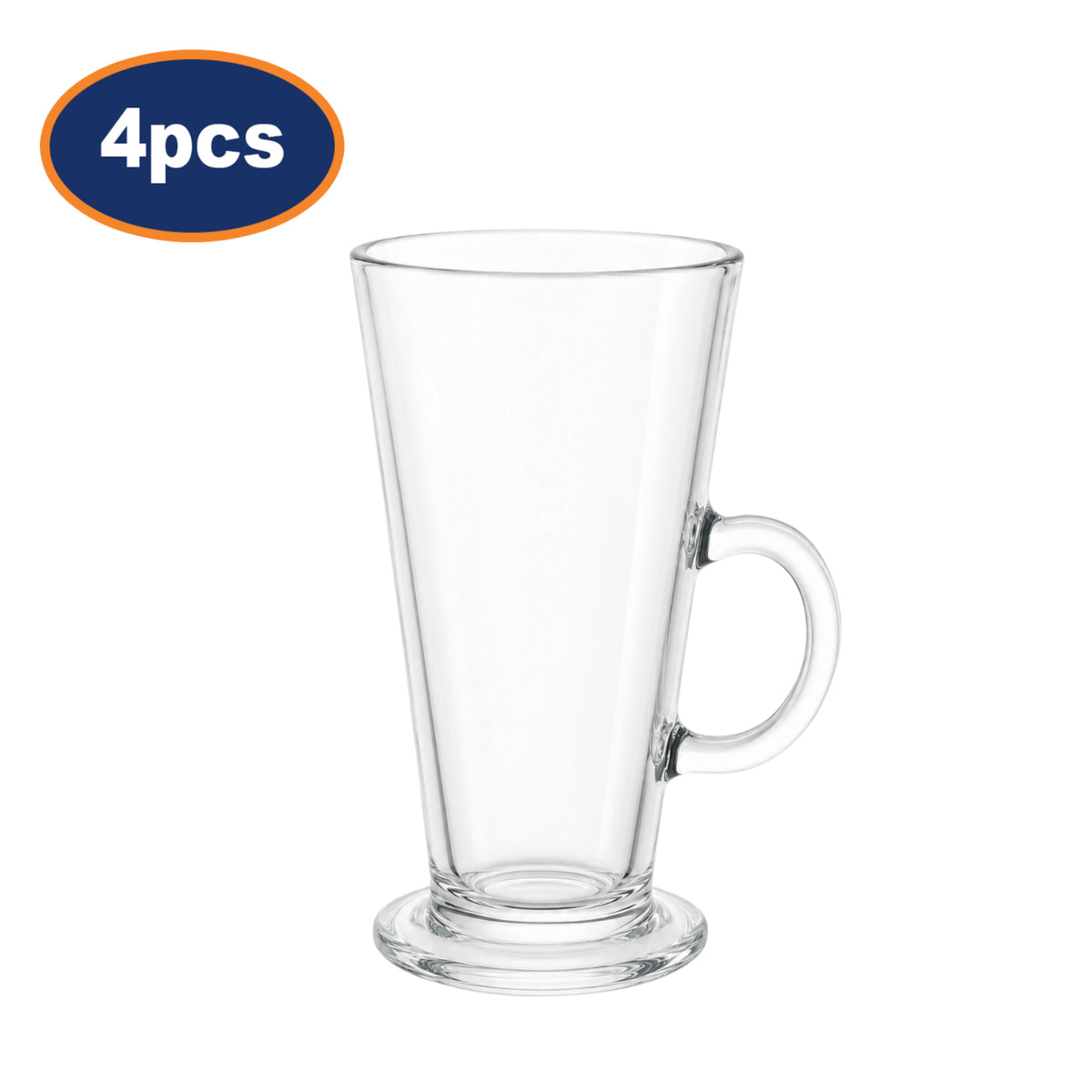 4pcs 250ml Tall Clear Mug  With Handle