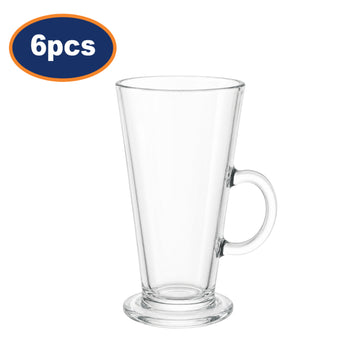 6pcs 250ml Tall Clear Mug  With Handle