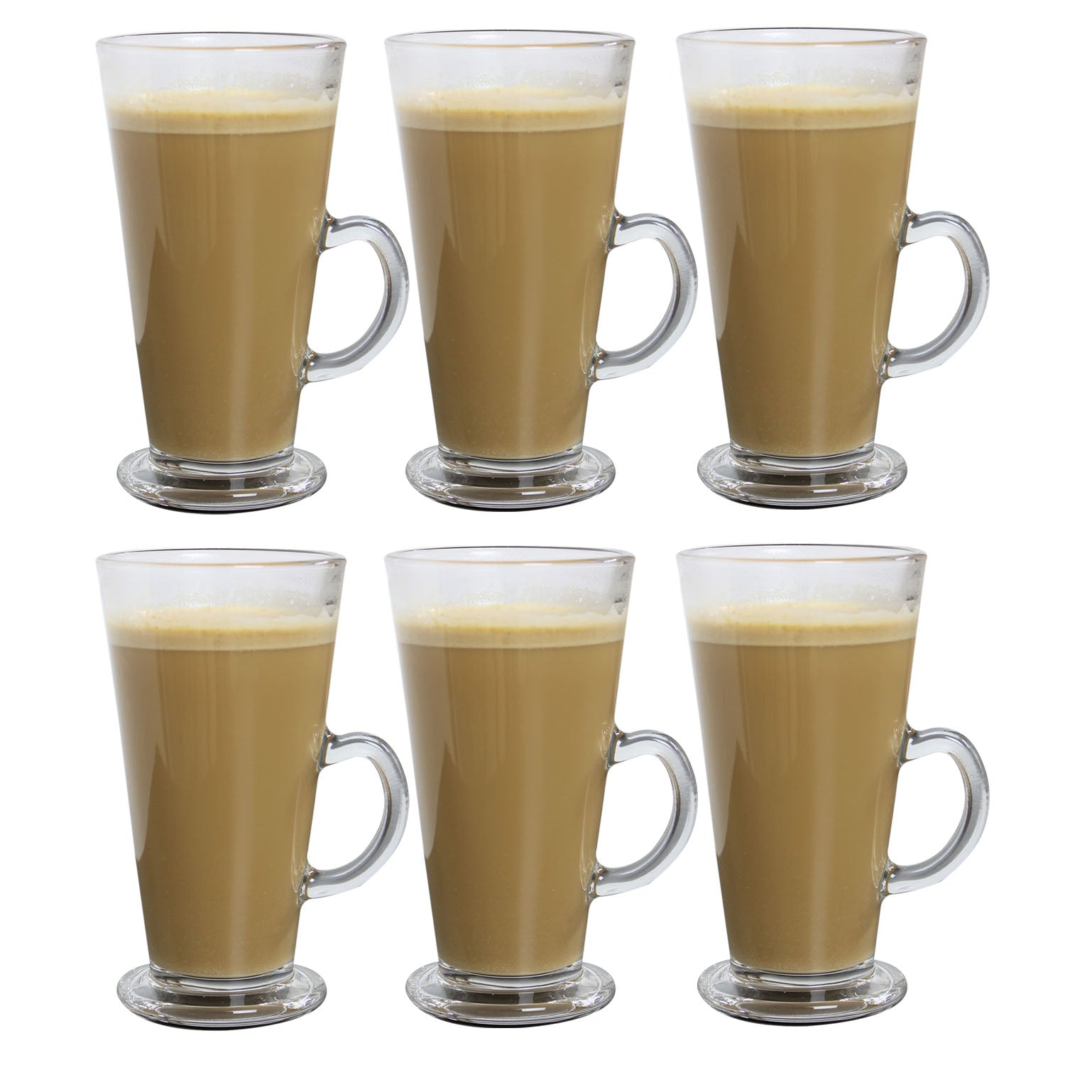 6pcs 250ml Tall Clear Mug  With Handle
