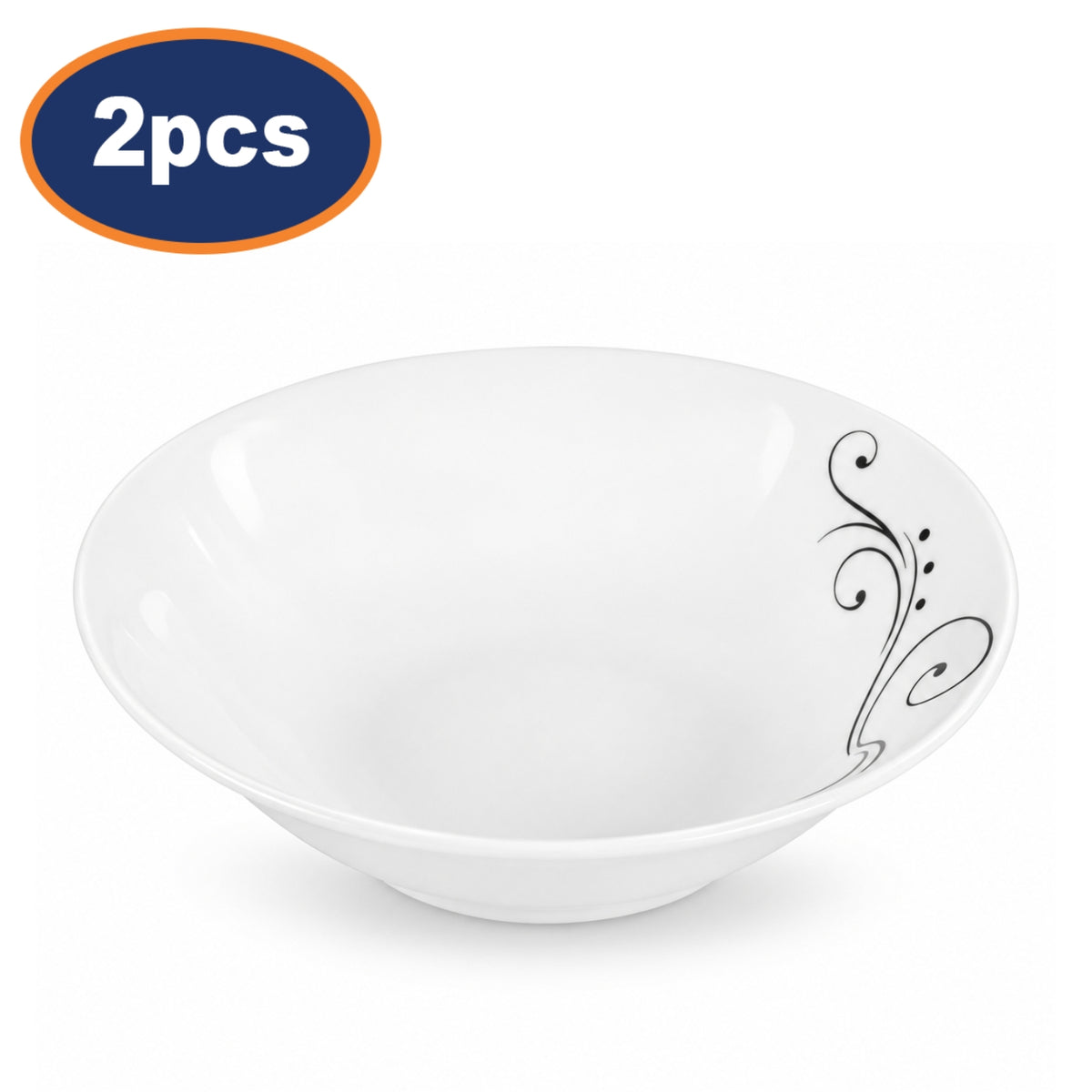 2Pcs 18cm Modena White Porcelain Serving Bowl Set