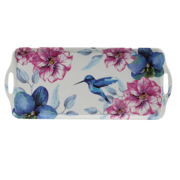39cm Melamine Floral Bird Rectangular Serving Tray