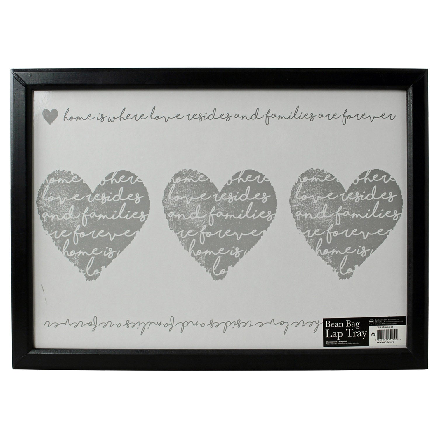 Grey Heart Home Adult Cushioned Beanbag Dinner Lap Tray Serving Craft Tea