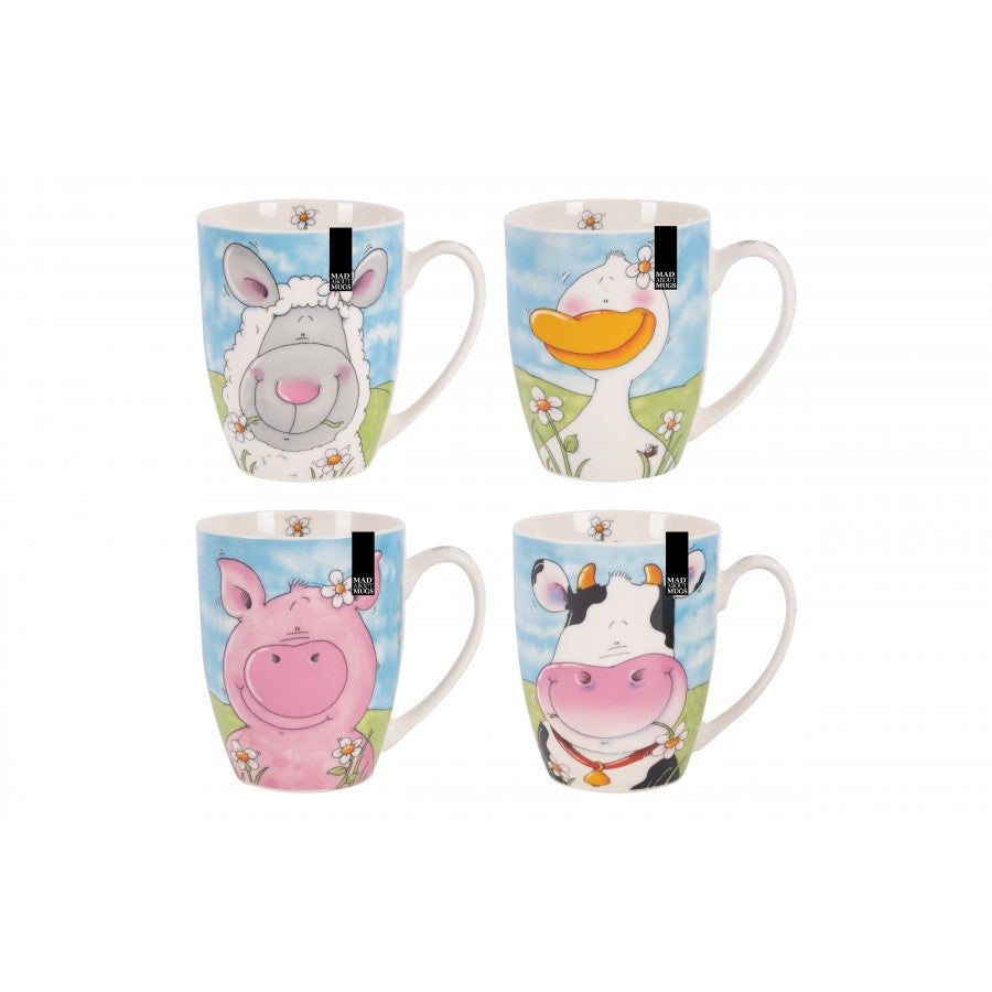 4pcs Farm Animals  Bone China Mugs