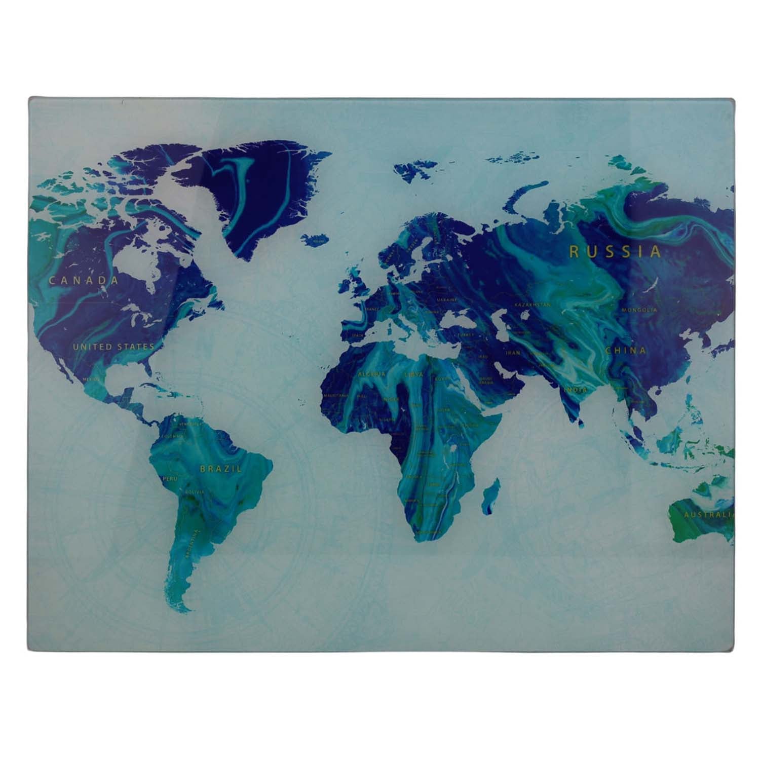 45x35cm World Map Glass Chopping Board