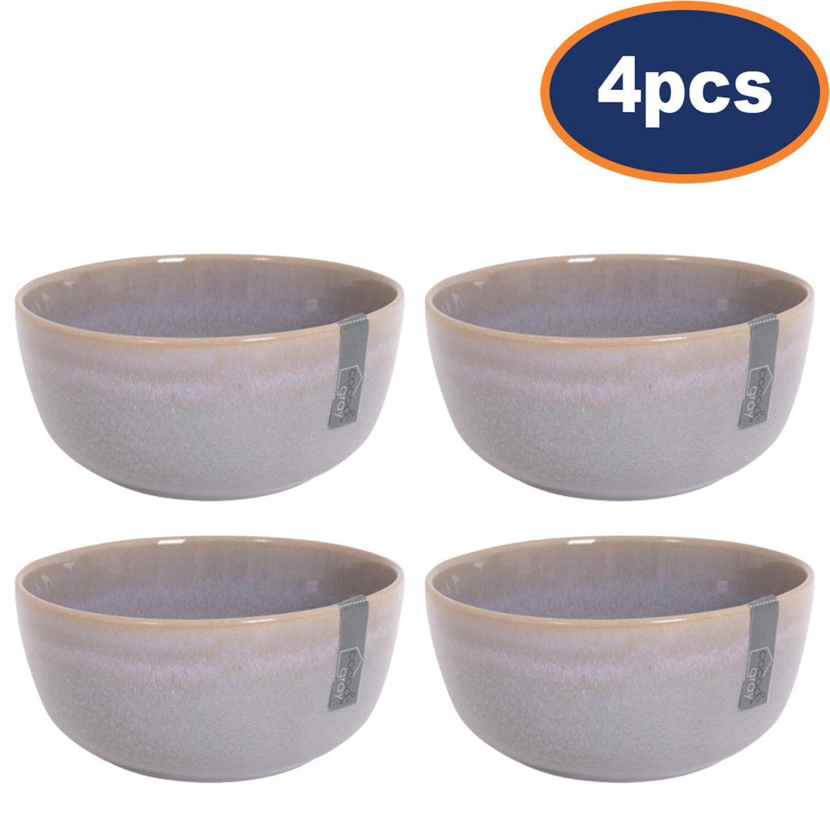 4pcs Grey Reactive Glazed Gradient Serving Bowl