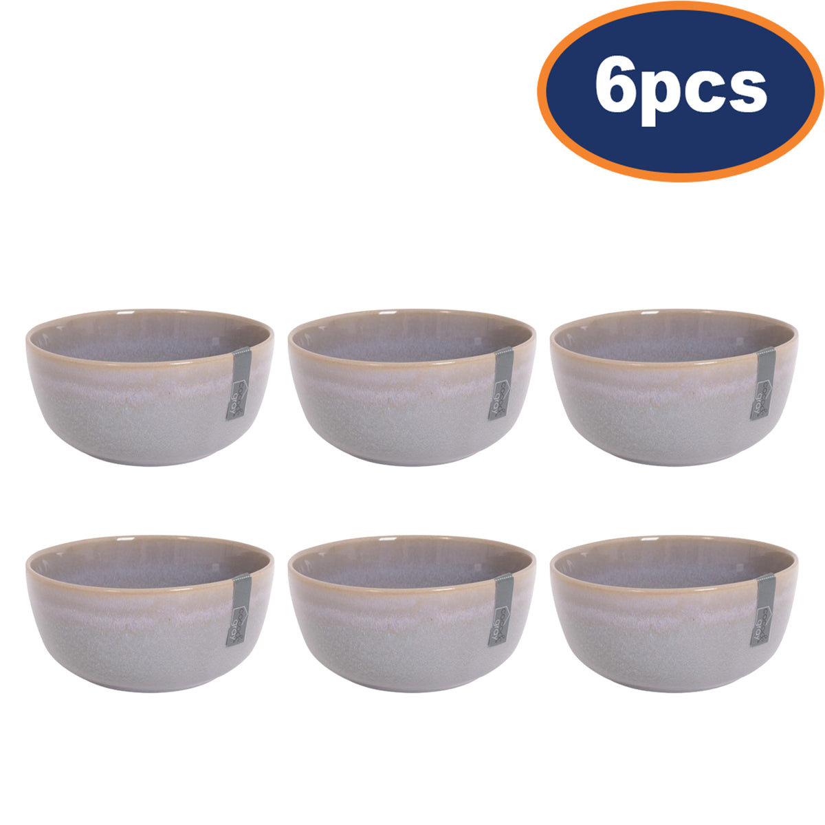 6pcs Grey Reactive Glazed Gradient Serving Bowl