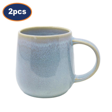 2Pcs Stoneware Reactive Glaze 400ml Coffee Mug
