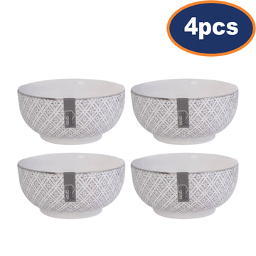 4Pcs Stoneware Grey Geometric Serving Bowls