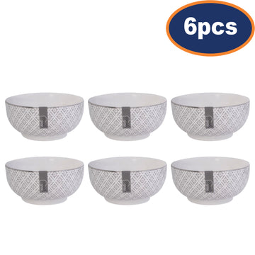 6Pcs Stoneware Grey Geometric Serving Bowls