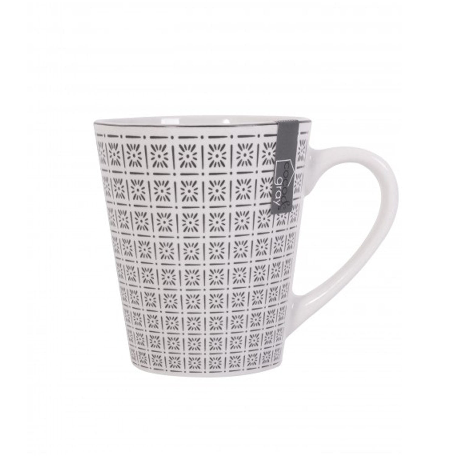 Stoneware Coffee Mug Geometric Design