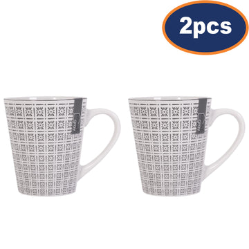 2Pcs Stoneware Geometric Grey Mugs
