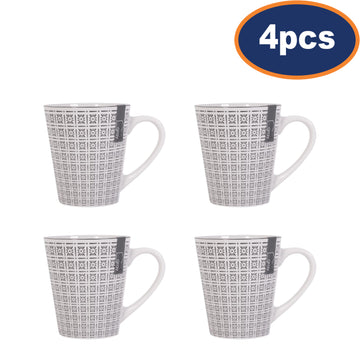 4Pcs Stoneware Geometric Grey Mugs