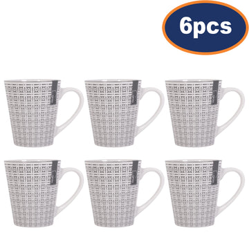 6Pcs Stoneware Geometric Grey Mugs