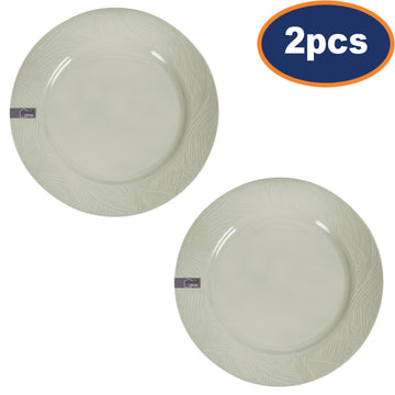 2Pcs Stoneware Green Leaf Dinner Plates