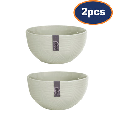 2Pcs Stoneware Green Leaf Serving Bowls