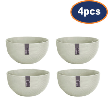 4Pcs Stoneware Green Leaf Serving Bowls