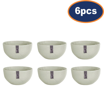 6Pcs Stoneware Green Leaf Serving Bowls