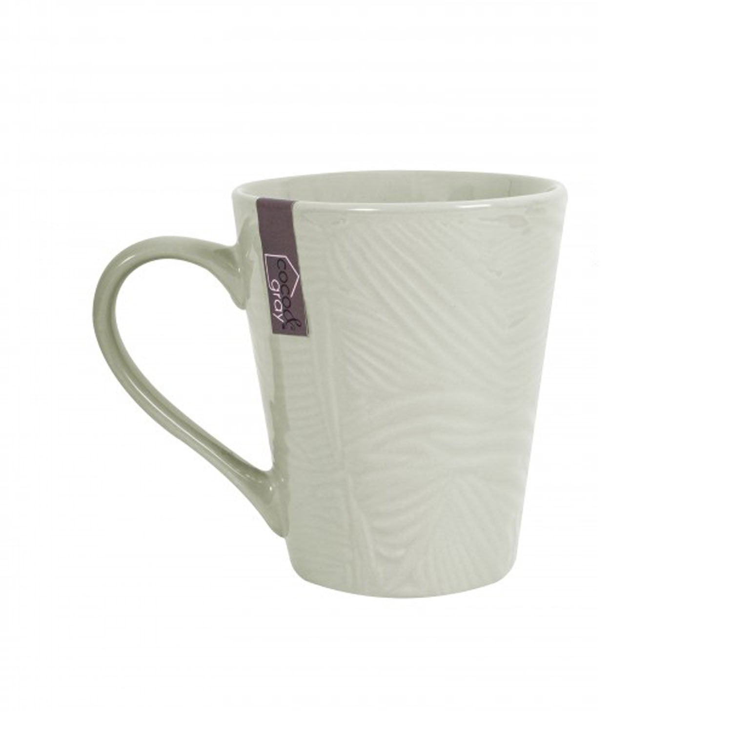 Stoneware Coffee Mug Leaf Embossed