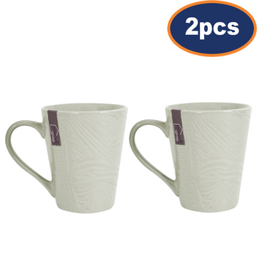 2Pcs Stoneware Green Leaf Mugs