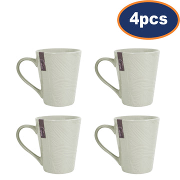 4Pcs Stoneware Green Leaf Mugs